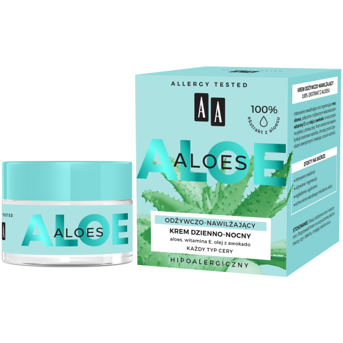 AA ALOES 100% aloe vera extract krem dzienno-nocny odywczo-nawilajcy 50  ml | Oceanic