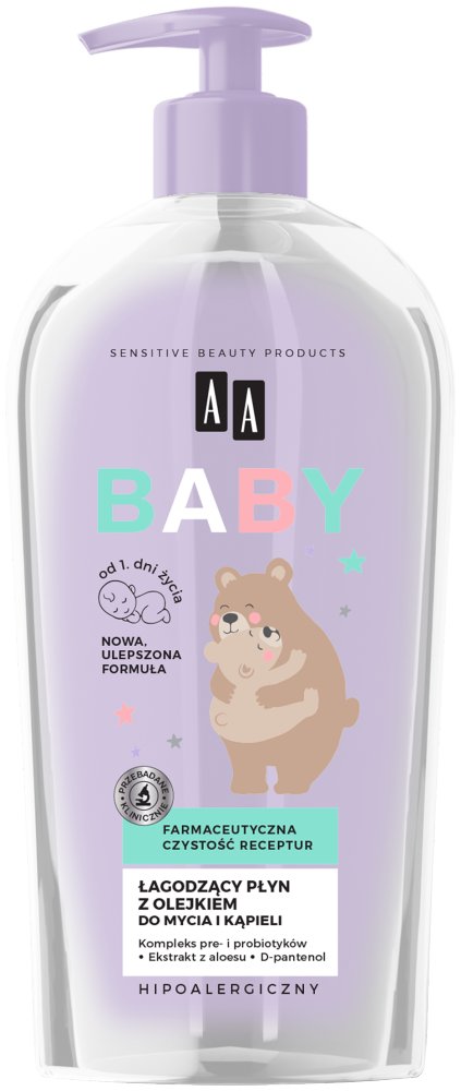 AA Baby Łagodzący płyn z olejkiem do mycia i kąpieli 400 ml