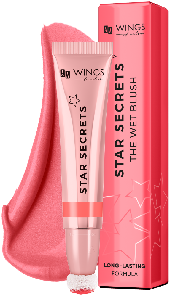 AA WINGS OF COLOR Star Secrets The Wet Blush Kremowy Róż Rozświetlający 02 Strawberry Pink 13 ml