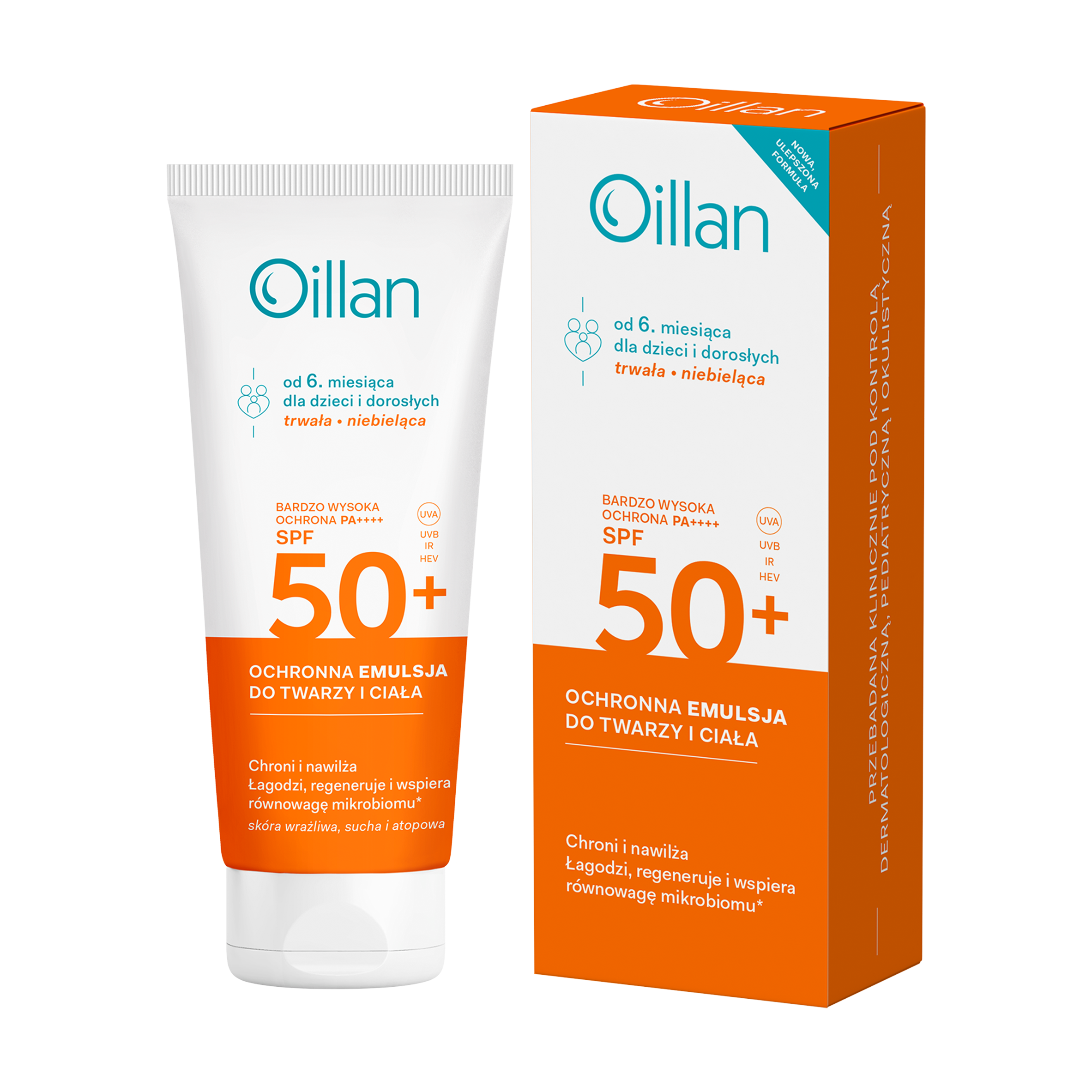 OILLAN Ochronna emulsja przeciwsłoneczna do twarzy i ciała z filtrem SPF50+ do skóry wrażliwej 100 ml
