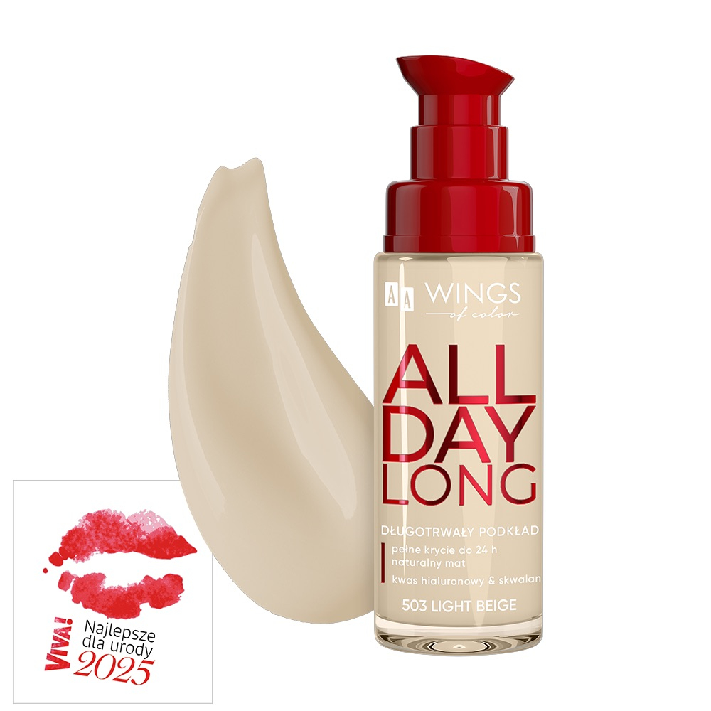 AA Wings of Color All Day Long Długotrwały podkład 503 Light Beige 30 ml