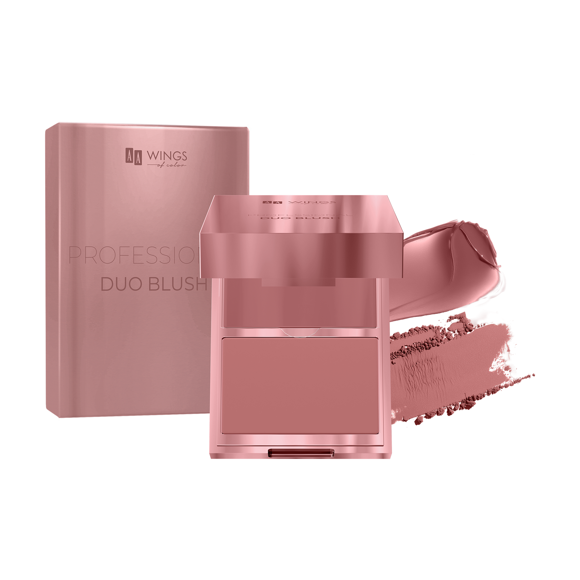 AA Wings Of Color Professional Duo Blush Róż do policzków 2w1 01 Quiet Rose 3 g + 4 g