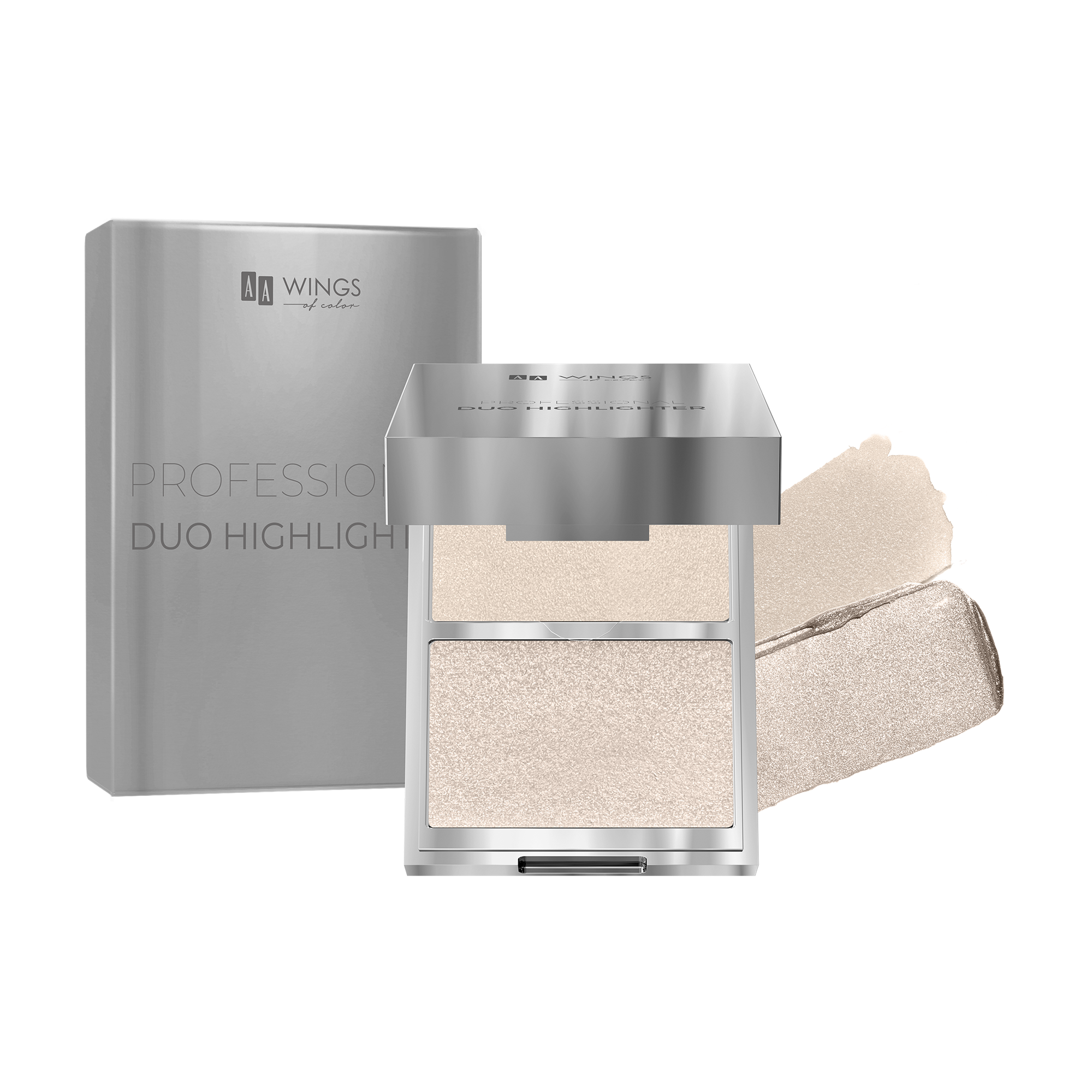 AA Wings Of Color Professional Duo Highlighter Rozświetlacz do twarzy 2w1 01 Sunlit Glow 3 g + 4 g