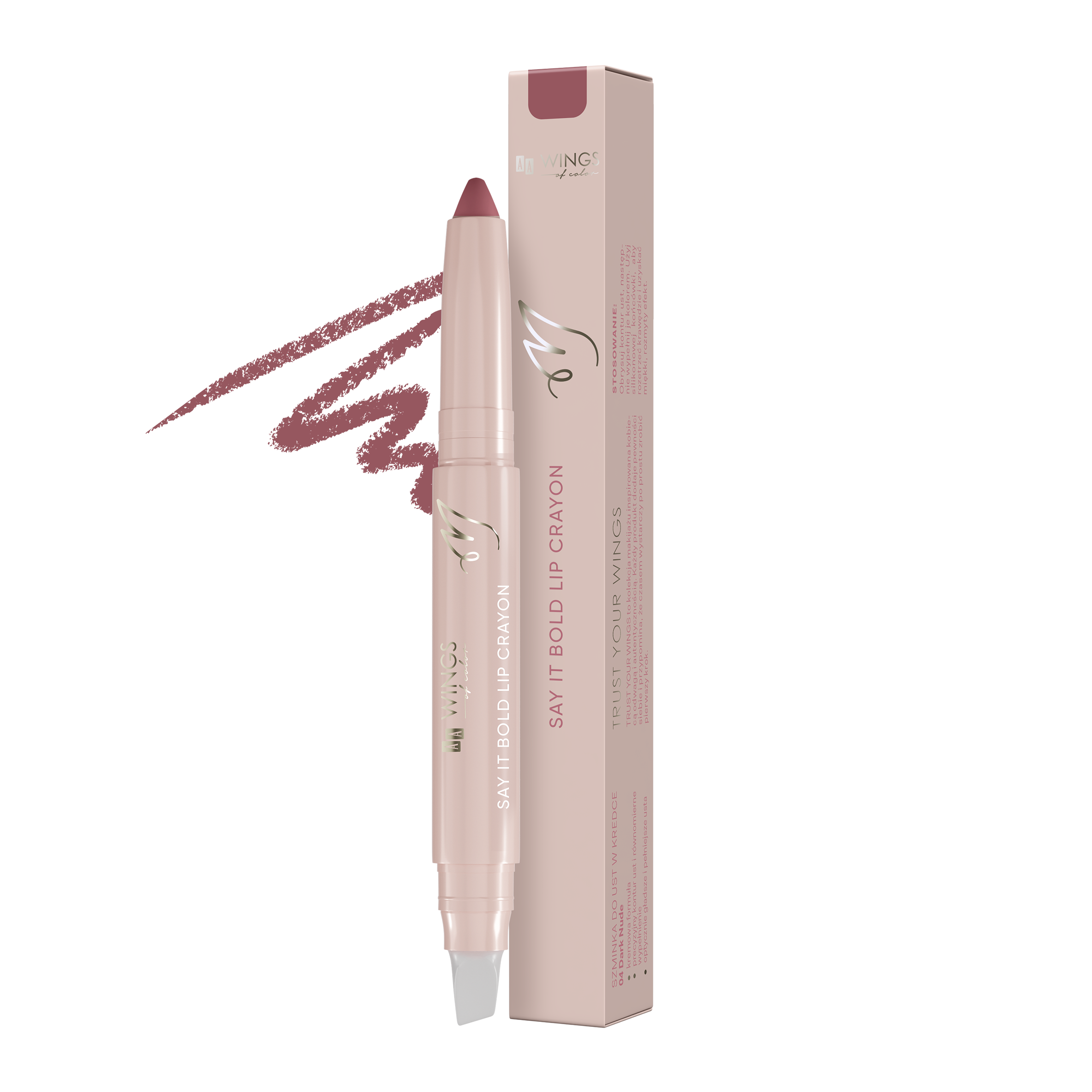 AA Wings Of Color Trust Your Wings Say It Bold Lip Crayon Szminka do ust w kredce 04 Dark Nude 1,2 g