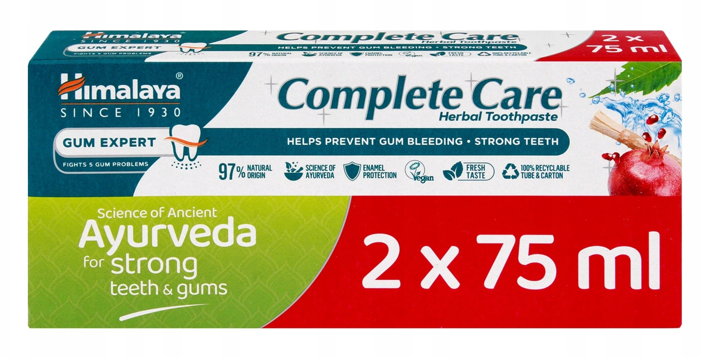 Himalaya Complete Care GUM EXPERT Ayurveda Ziołowa pasta do zębów Duopack 2x75 ml
