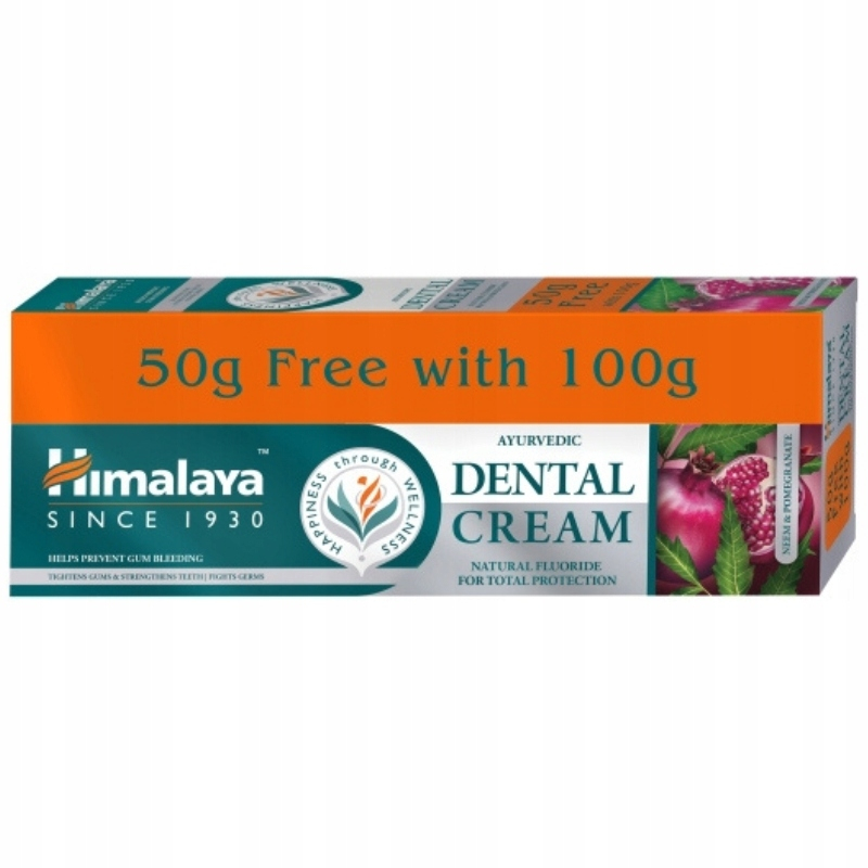 Himalaya Ayurvedic DENTAL CREAM z Neem i Granatem oraz Naturalnym Fluorem Pasta do zębów 100g + 50g gratis