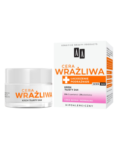 AA Cera Wrażliwa Krem tłusty do cery suchej i normalnej 24 h bezzapachowy 50 ml