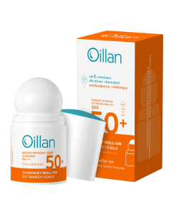 OILLAN Ochronny roll-on przeciwsłoneczny do twarzy i ciała z filtrem SPF50 do skóry wrażliwej 50 ml