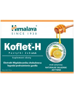 Himalaya KOFLET-H, Pastylki do ssania o smaku cytrynowym, 2x6szt.