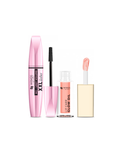 Zestaw AA WINGS OF COLOR Tusz do rzęs No Limit Volume XXL Lashes i Pielęgnujący olejek do ust 01 Peach 