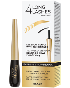 LONG4LASHES EXPRESS BROW HENNA Jednoskładnikowa henna do brwi z odżywką BLACK 6 ml