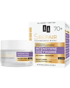 AA Technologia Wieku 5Repair 70+ Intensywne odżywianie Bogaty krem wzmacniający 24h 50 ml