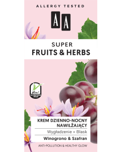 AA SUPER FRUITS&HERBS krem dzienno-nocny nawilżający wygładzenie+blask 50 ml