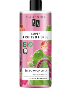 AA SUPER FRUITS&HERBS żel do mycia ciała opuncja&amarantus 500 ml