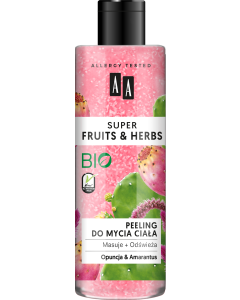 AA SUPER FRUITS&HERBS peeling do mycia ciała opuncja&amarantus 200 ml