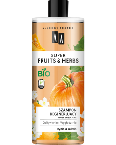 AA SUPER FRUITS&HERBS szampon regenerujący włosy zniszczone dynia&jaśmin 500 ml