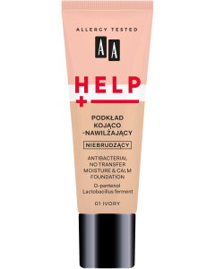 AA HELP Podkład Kojąco-Nawilżający Niebrudzący 01 Ivory 30 ml