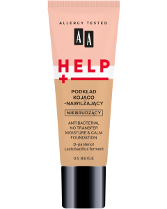 AA HELP Podkład Kojąco-Nawilżający Niebrudzący 03 Beige 30 ml