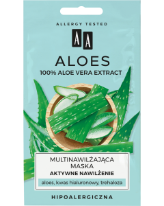 AA ALOES 100% aloe vera extract multinawilżająca maska aktywne nawilżenie 2x4 ml
