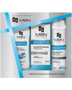 Zestaw AA Men Sensitive żel do golenia + balsam po goleniu + żel pod prysznic