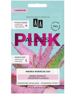 AA Aloes Pink Nawilżająco-rozświetlająca maska kuracja dzień + noc 2x4 g
