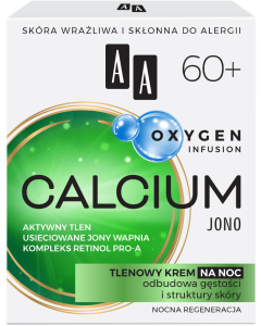 AA OXYGEN INFUSION  60+ calcium jono, tlenowy krem na noc, odbudowa gęstości i struktury skóry, 50 ml 