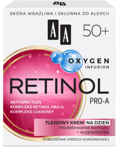 AA OXYGEN INFUSION  50+ retinol pro-a, tlenowy krem na dzień, poprawa elastyczności, konturu+wygładzenie, 50 ml