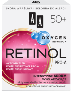 AA OXYGEN INFUSION  50+ retinol pro-a, intensywne serum wygładzające,  aktywne dotlenienie+elastyczność, 50 ml 