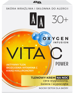 AA OXYGEN INFUSION  30+ vita c power, tlenowy krem na noc, cera wygładzona, świeża i wypoczęta, 50 ml 