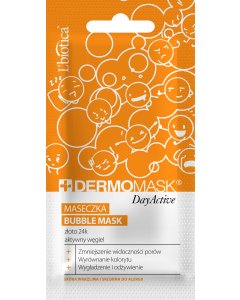 L’BIOTICA Dermomask Day Active Maseczka bąbelkowa Bubble mask złoto 24k aktywny węgiel 10 ml