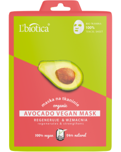 L'BIOTICA Avocado Vegan Mask Regeneruje & Wzmacnia w postaci Bio tkaniny