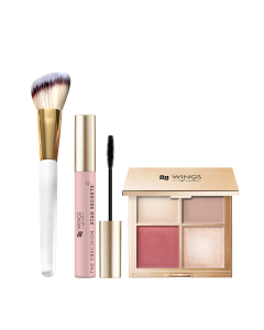 AA WINGS OF COLOR Star Secrets Paleta Do Konturowania Wypiekana 18g +  The Precision Precyzyjna Mascara Wydłużająco-Pogrubiająca Black + MORE4CARE Perfect Touch Pędzel do bronzera i różu 1 szt.10g